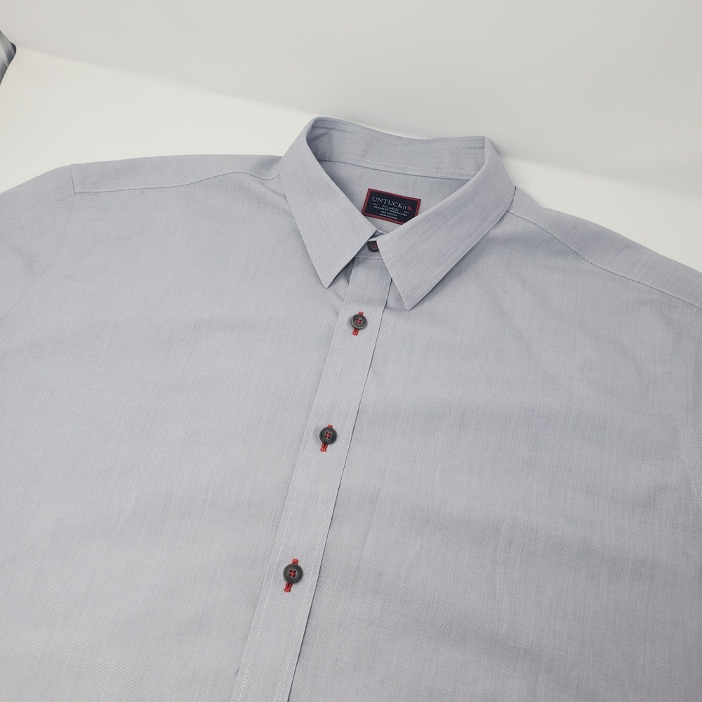 UNTUCKit Shirt Mens XL Barbican-WF Light Gray Button-down Wrinkle Free